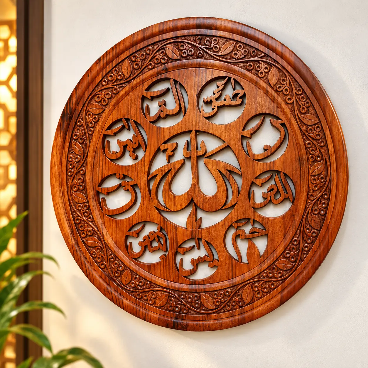 Handcrafted Wooden Ayat & Allah Wall Art – Islamic Calligraphy Décor