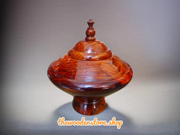 Handcrafted Wooden Decorative Covered Bowl – Traditional Wooden Lidded Jar