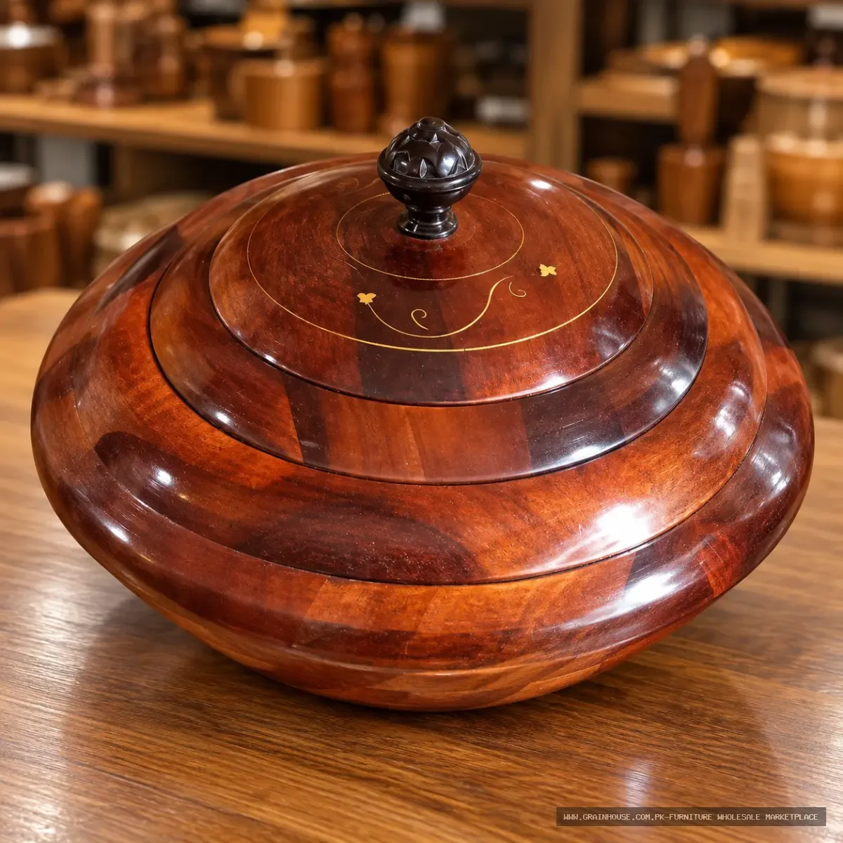 Handcrafted Wooden Pedestal Serving Bowl – Premium Natural Wood Compote — image 3