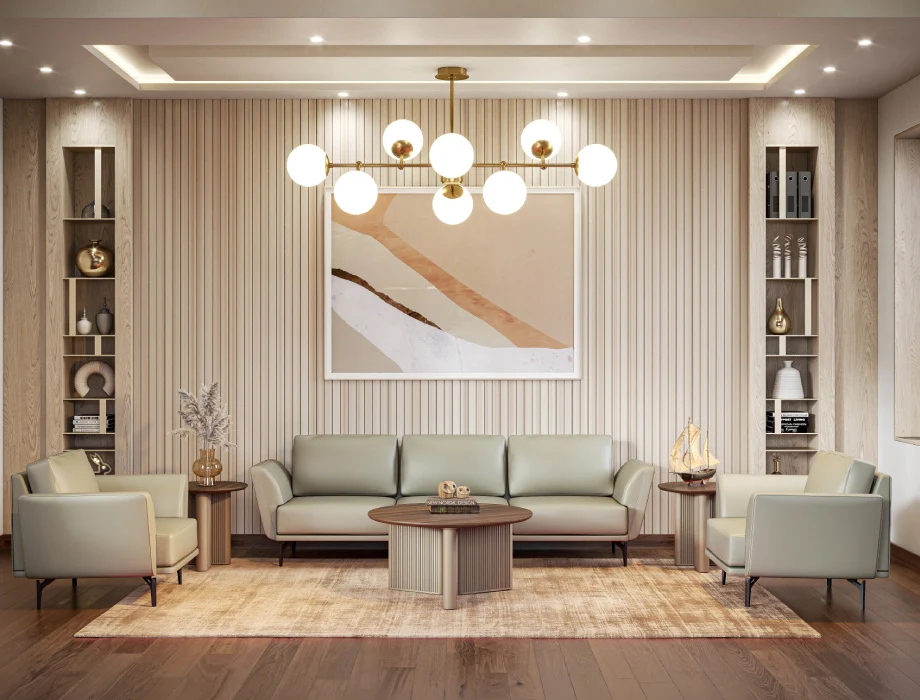 3-Seater Sofa Berlin – Modern Taupe Leatherette Sofa