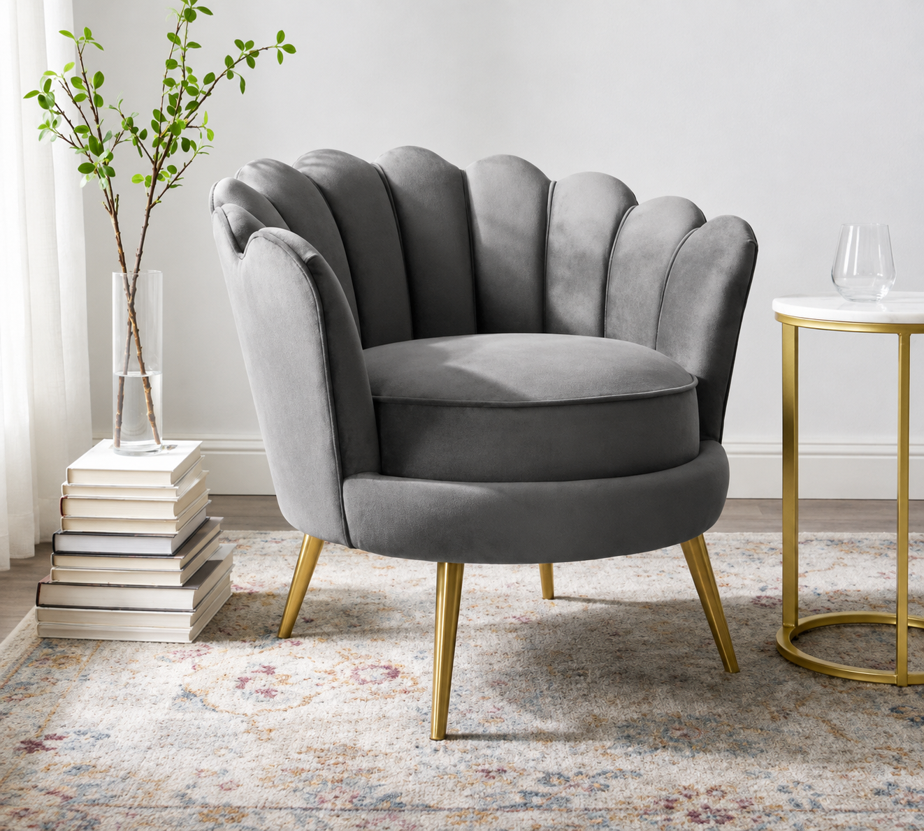 Rose Bedroom Chairs Set with Coffee Table | Upholstered Wooden Chairs