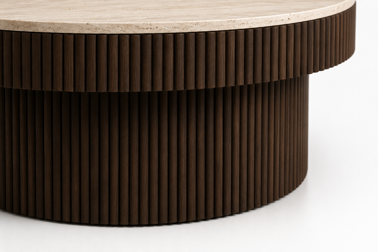 TORVANO Travertine Coffee Table | Luxury Oak Coffee Table — image 2
