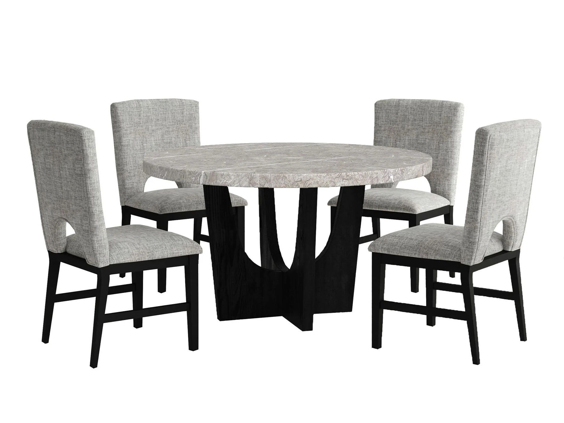 ZENITH Marble Top Dining Table & 4 Chairs | GrainHouse