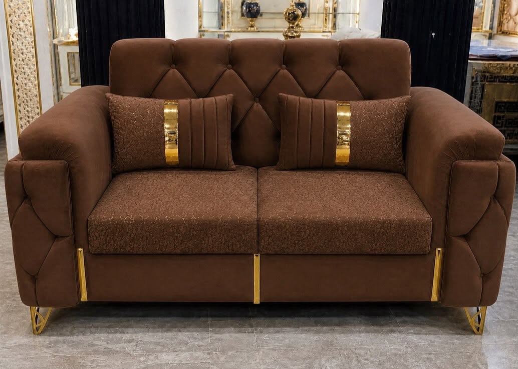 Luxury Brown Tufted Sofa Set — image 2
