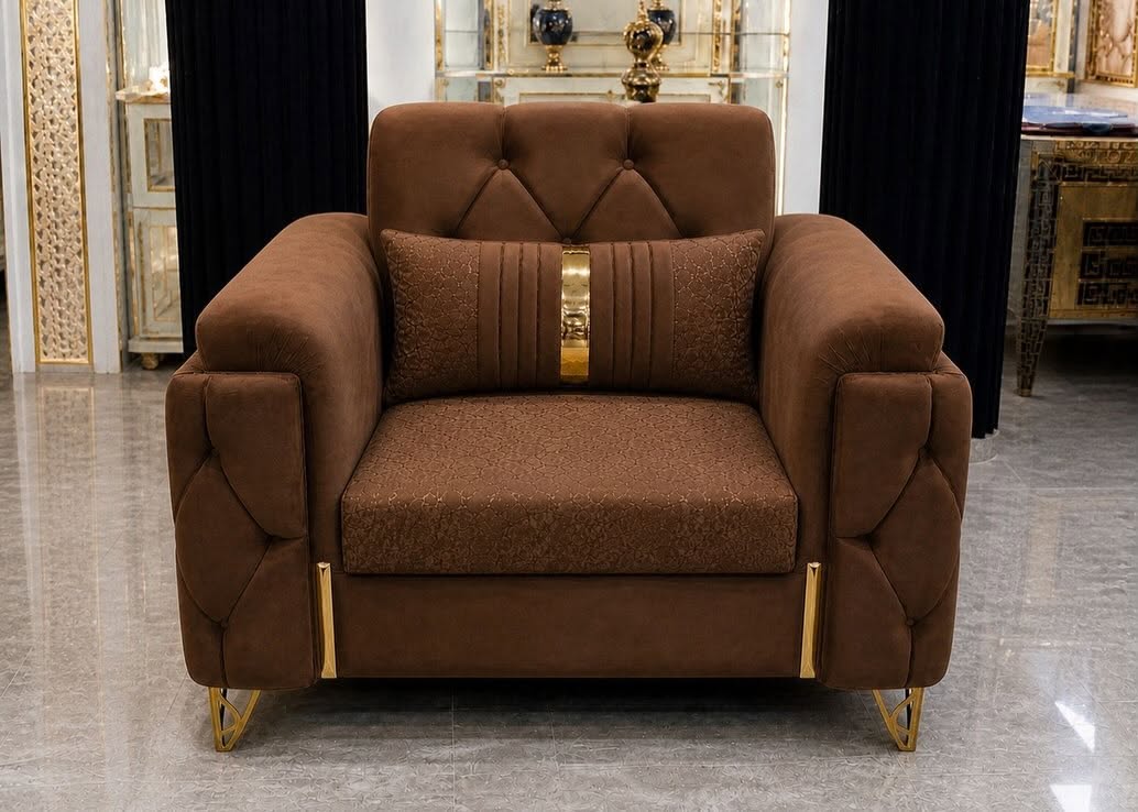 Luxury Brown Tufted Sofa Set — image 3
