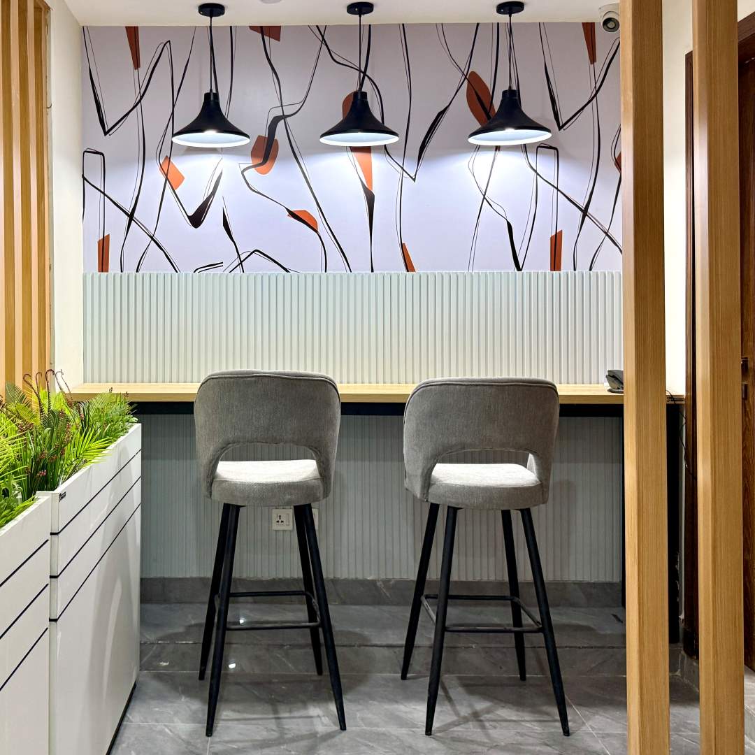 Cafeteria Counter with 2 Stools | Office Furniture Pakistan