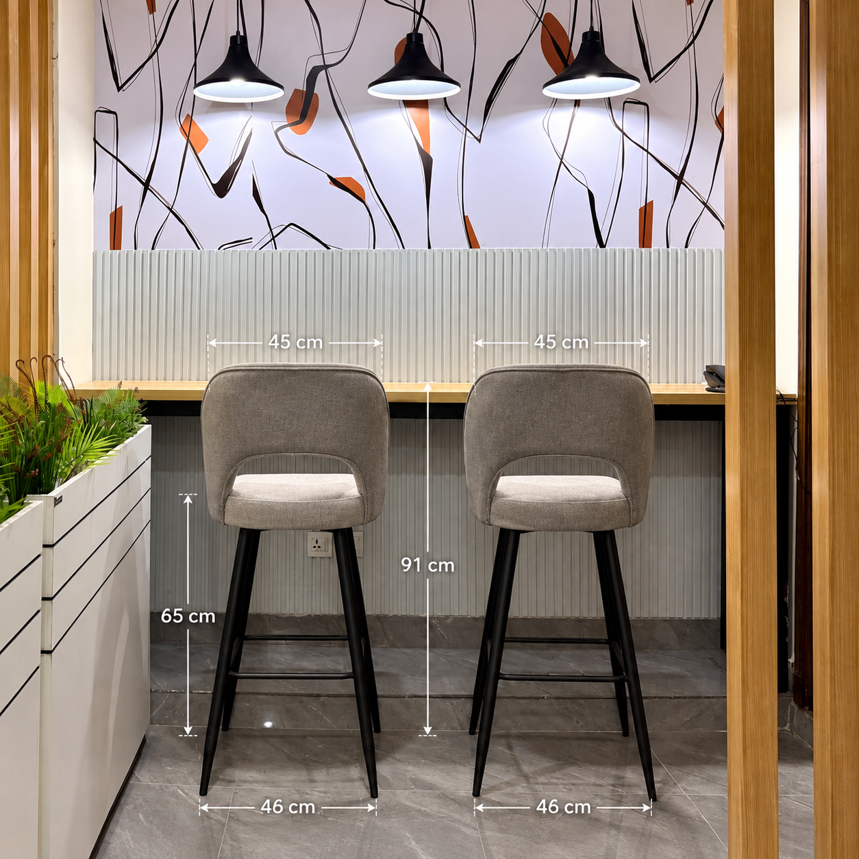 Cafeteria Counter with 2 Stools | Office Furniture Pakistan — image 2
