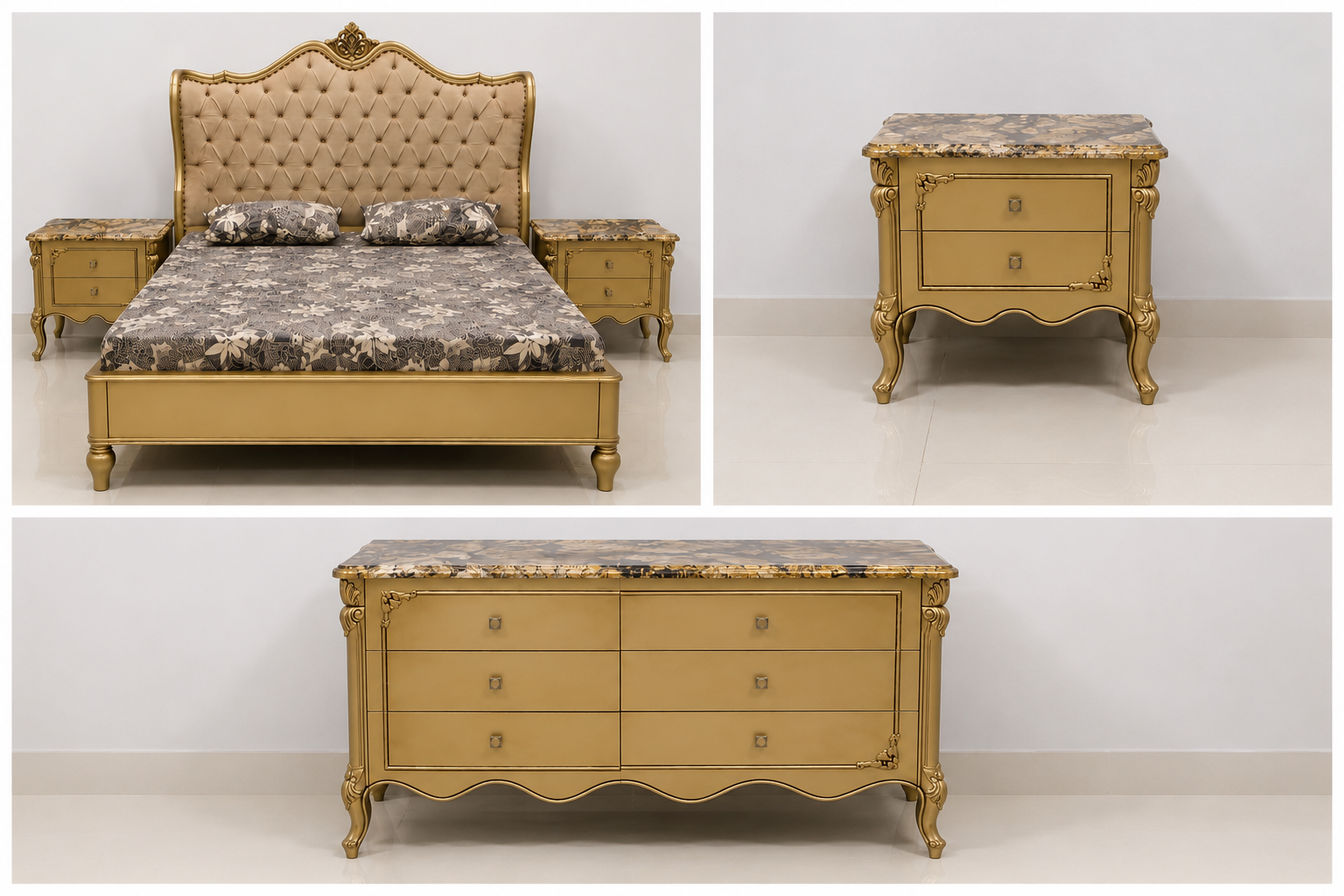Royal Gold Classic Bedroom Set with Marble Top | Wright Woods — image 5