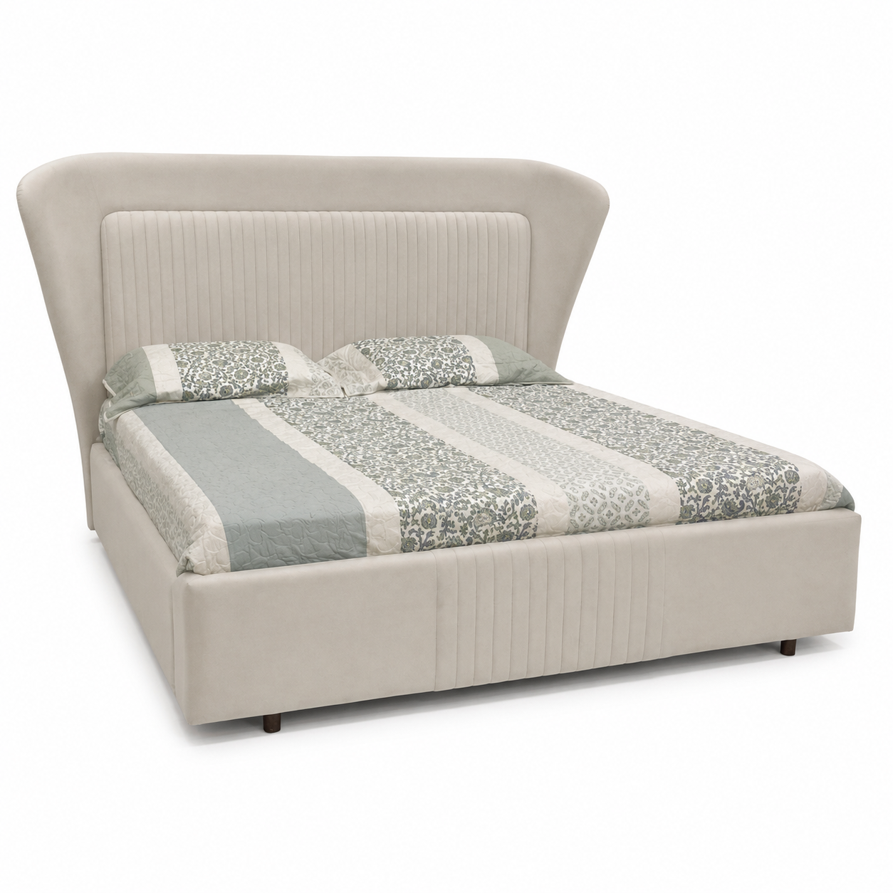 Modern Wingback Upholstered Bed Set with Side Tables | Wright Woods — image 3