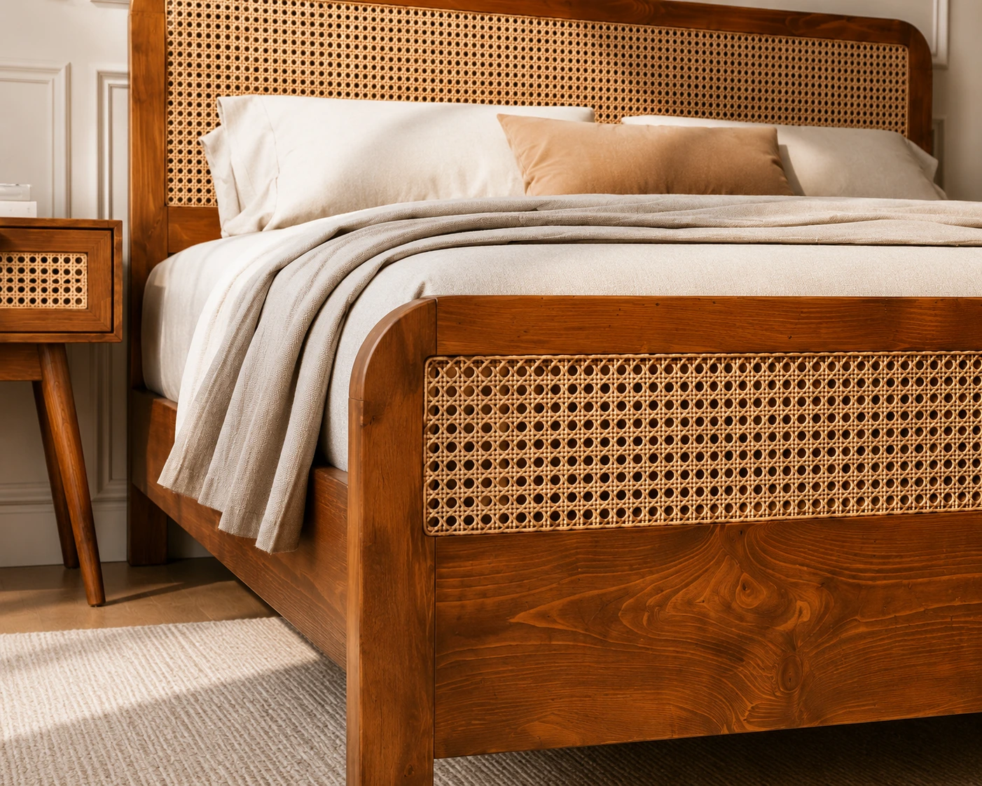 Handcrafted Cane Wood Bed – Pak Tribal Furniture — image 2
