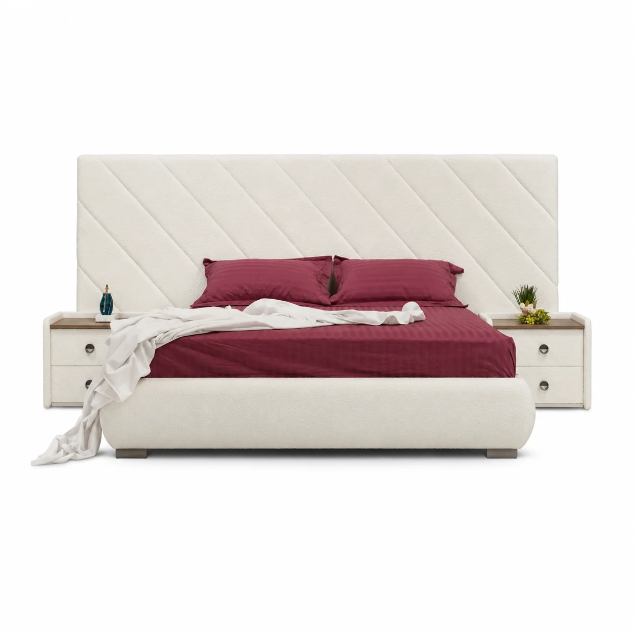 Stella King Size Bed – Premium Upholstered Bed in White & Storm Beige — image 2