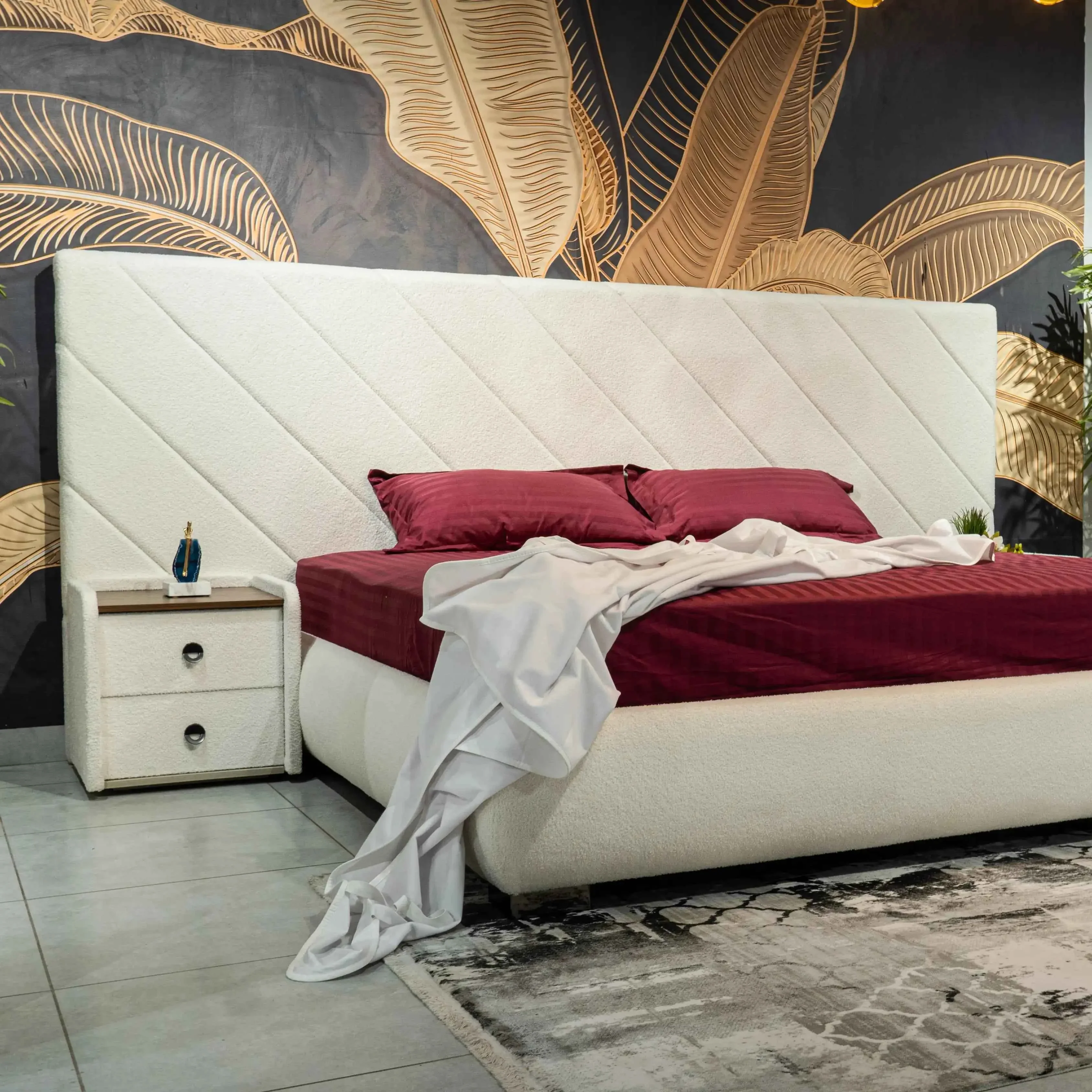 Stella King Size Bed – Premium Upholstered Bed in White & Storm Beige — image 3