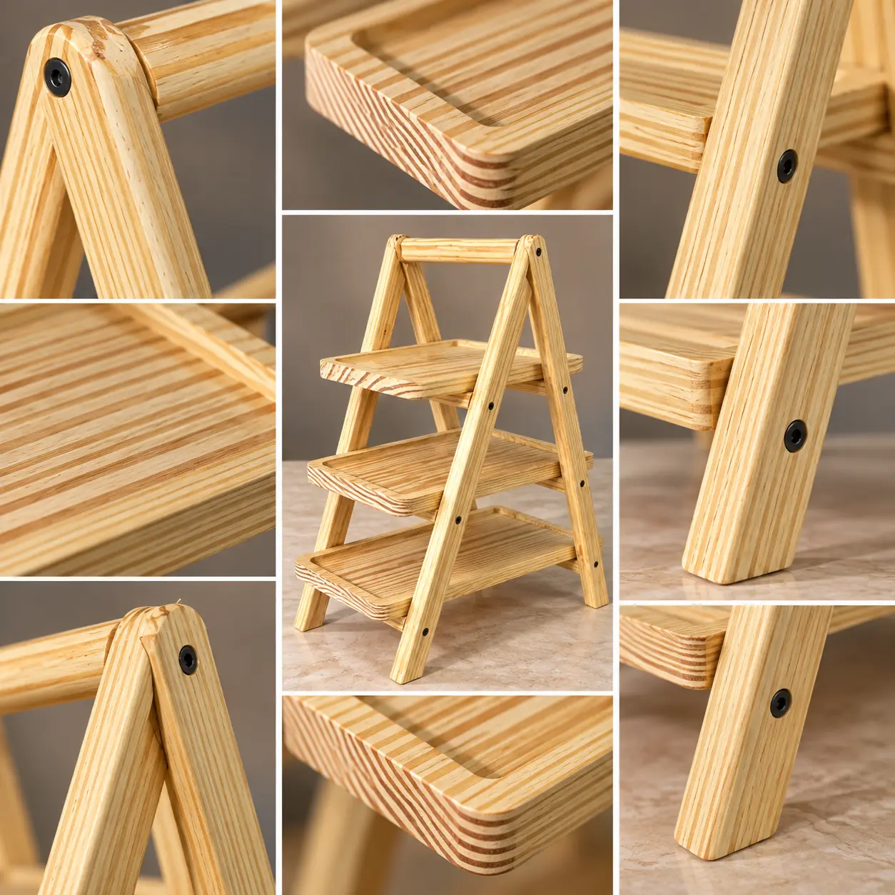 3 Tier Wooden Shelf – Solid Wood Storage Rack — image 2