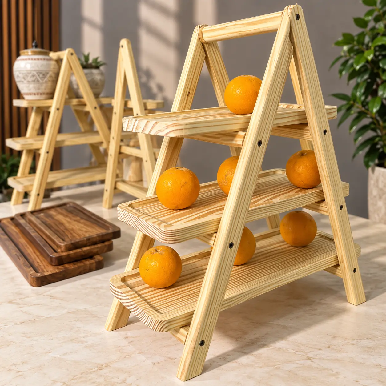 3 Tier Wooden Shelf – Solid Wood Storage Rack — image 4
