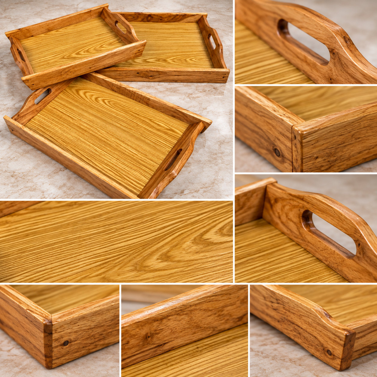 Premium 3-Piece Wooden Tray Set T003 – Nesting Serving Trays — image 2