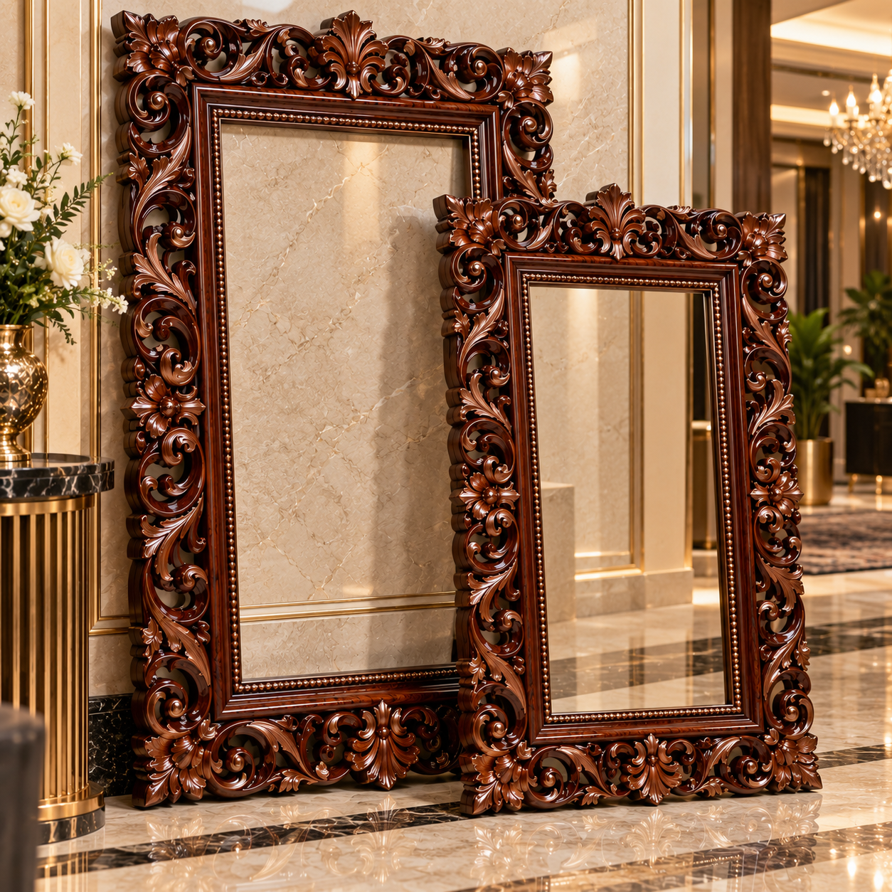 Small Handcrafted Wooden Carved Frame – Premium Decorative Design