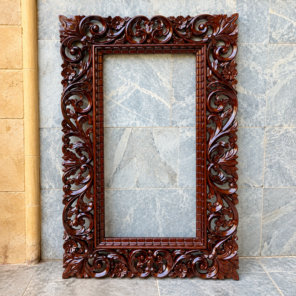 Small Handcrafted Wooden Carved Frame – Premium Decorative Design — image 3