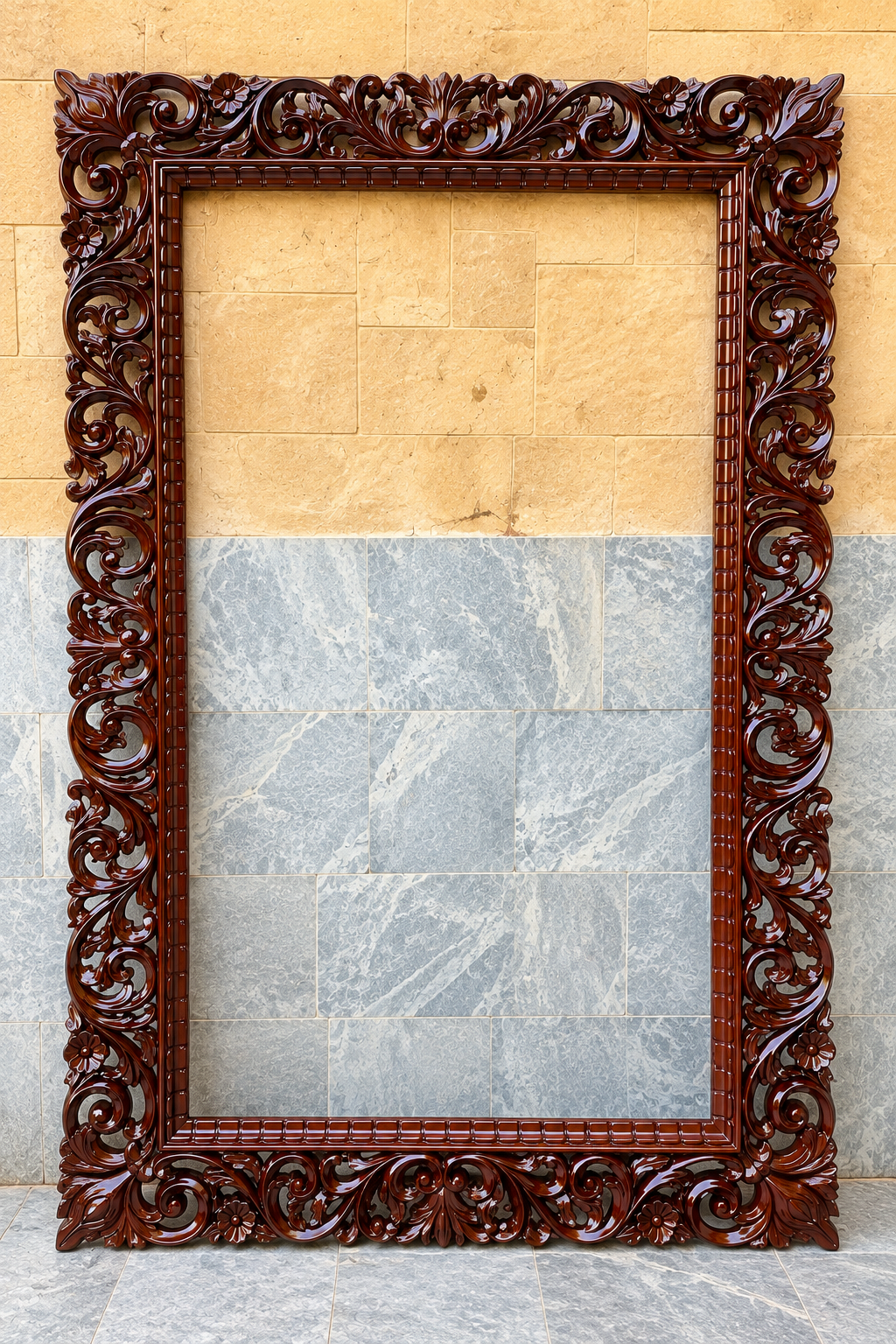 Large Handcrafted Wooden Carved Frame – Premium Decorative Design — image 2