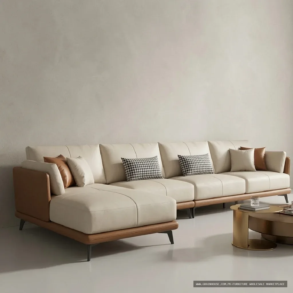 Lumina Horizon Cream L-Shape Sofa | Turkish Sofa Pakistan — image 3